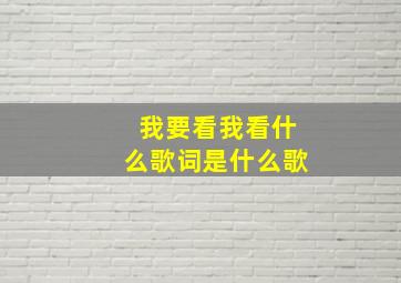 我要看我看什么歌词是什么歌