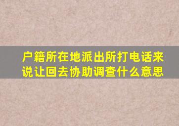 户籍所在地派出所打电话来说让回去协助调查什么意思