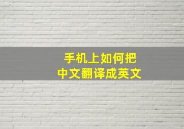 手机上如何把中文翻译成英文