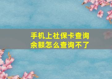 手机上社保卡查询余额怎么查询不了