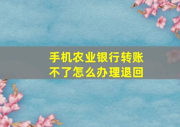 手机农业银行转账不了怎么办理退回