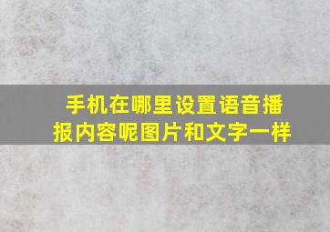 手机在哪里设置语音播报内容呢图片和文字一样