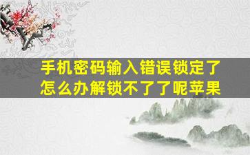 手机密码输入错误锁定了怎么办解锁不了了呢苹果