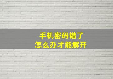 手机密码错了怎么办才能解开