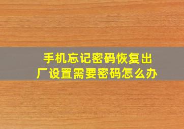 手机忘记密码恢复出厂设置需要密码怎么办