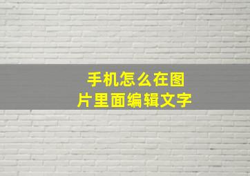 手机怎么在图片里面编辑文字