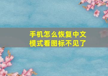 手机怎么恢复中文模式看图标不见了