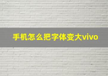 手机怎么把字体变大vivo