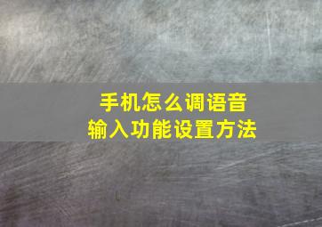 手机怎么调语音输入功能设置方法