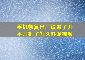 手机恢复出厂设置了开不开机了怎么办呢视频