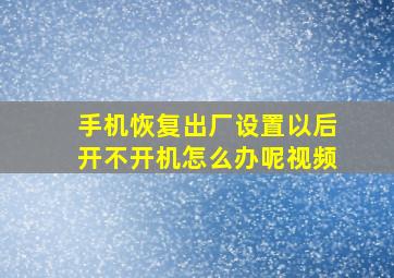 手机恢复出厂设置以后开不开机怎么办呢视频