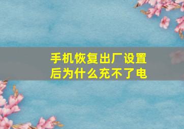 手机恢复出厂设置后为什么充不了电