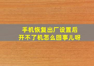 手机恢复出厂设置后开不了机怎么回事儿呀