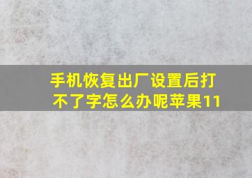 手机恢复出厂设置后打不了字怎么办呢苹果11