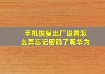 手机恢复出厂设置怎么弄忘记密码了呢华为