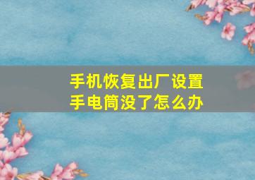 手机恢复出厂设置手电筒没了怎么办