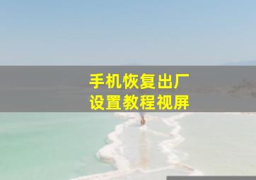 手机恢复出厂设置教程视屏