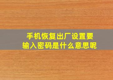 手机恢复出厂设置要输入密码是什么意思呢