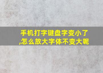 手机打字键盘字变小了,怎么放大字体不变大呢