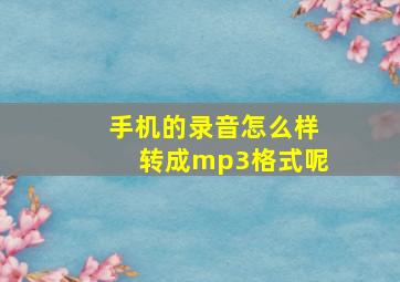 手机的录音怎么样转成mp3格式呢