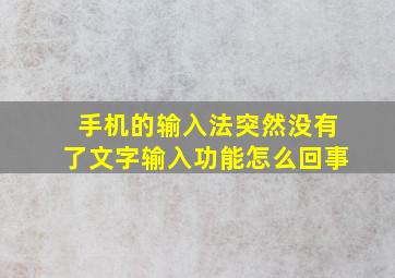 手机的输入法突然没有了文字输入功能怎么回事