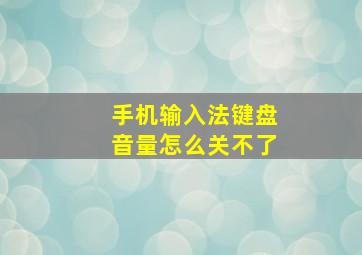 手机输入法键盘音量怎么关不了