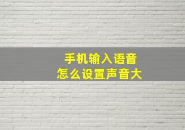 手机输入语音怎么设置声音大