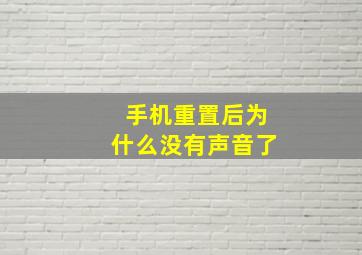 手机重置后为什么没有声音了