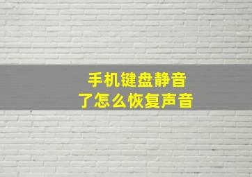 手机键盘静音了怎么恢复声音