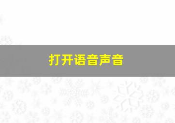 打开语音声音