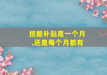 技能补贴是一个月,还是每个月都有