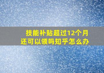 技能补贴超过12个月还可以领吗知乎怎么办