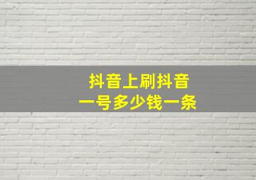 抖音上刷抖音一号多少钱一条