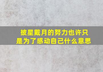 披星戴月的努力也许只是为了感动自己什么意思