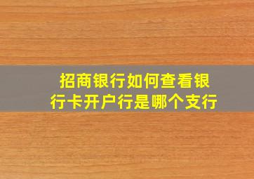 招商银行如何查看银行卡开户行是哪个支行