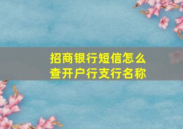 招商银行短信怎么查开户行支行名称