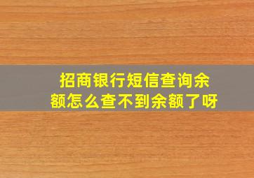 招商银行短信查询余额怎么查不到余额了呀