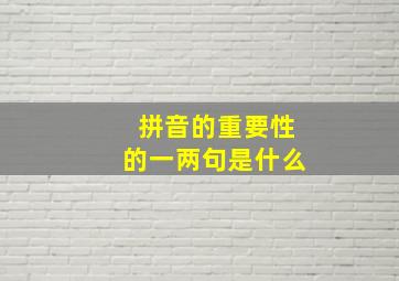 拼音的重要性的一两句是什么