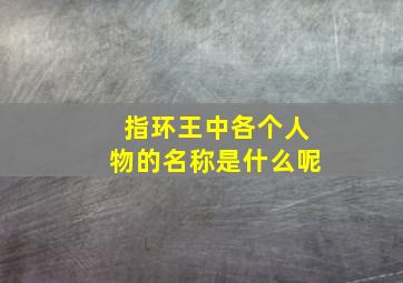 指环王中各个人物的名称是什么呢