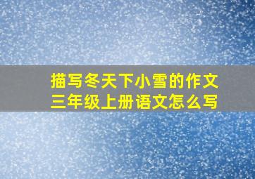 描写冬天下小雪的作文三年级上册语文怎么写