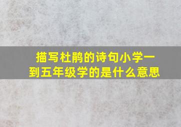 描写杜鹃的诗句小学一到五年级学的是什么意思