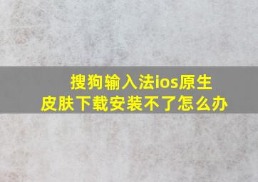 搜狗输入法ios原生皮肤下载安装不了怎么办