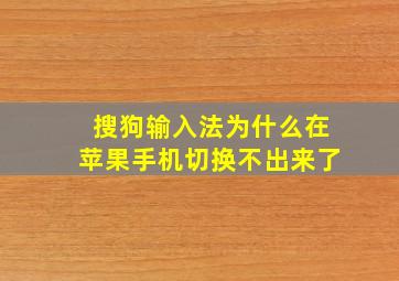 搜狗输入法为什么在苹果手机切换不出来了