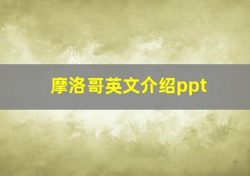 摩洛哥英文介绍ppt