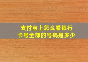 支付宝上怎么看银行卡号全部的号码是多少