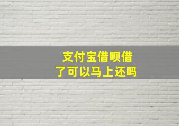 支付宝借呗借了可以马上还吗