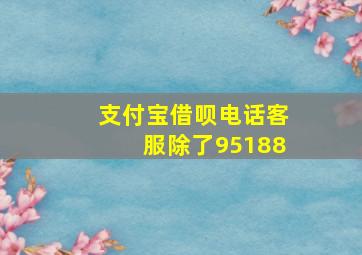 支付宝借呗电话客服除了95188