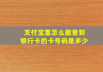 支付宝里怎么能查到银行卡的卡号码是多少