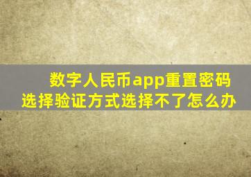 数字人民币app重置密码选择验证方式选择不了怎么办