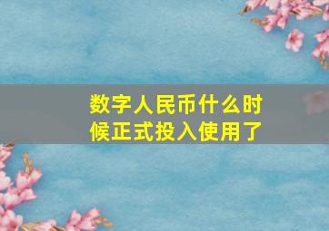 数字人民币什么时候正式投入使用了